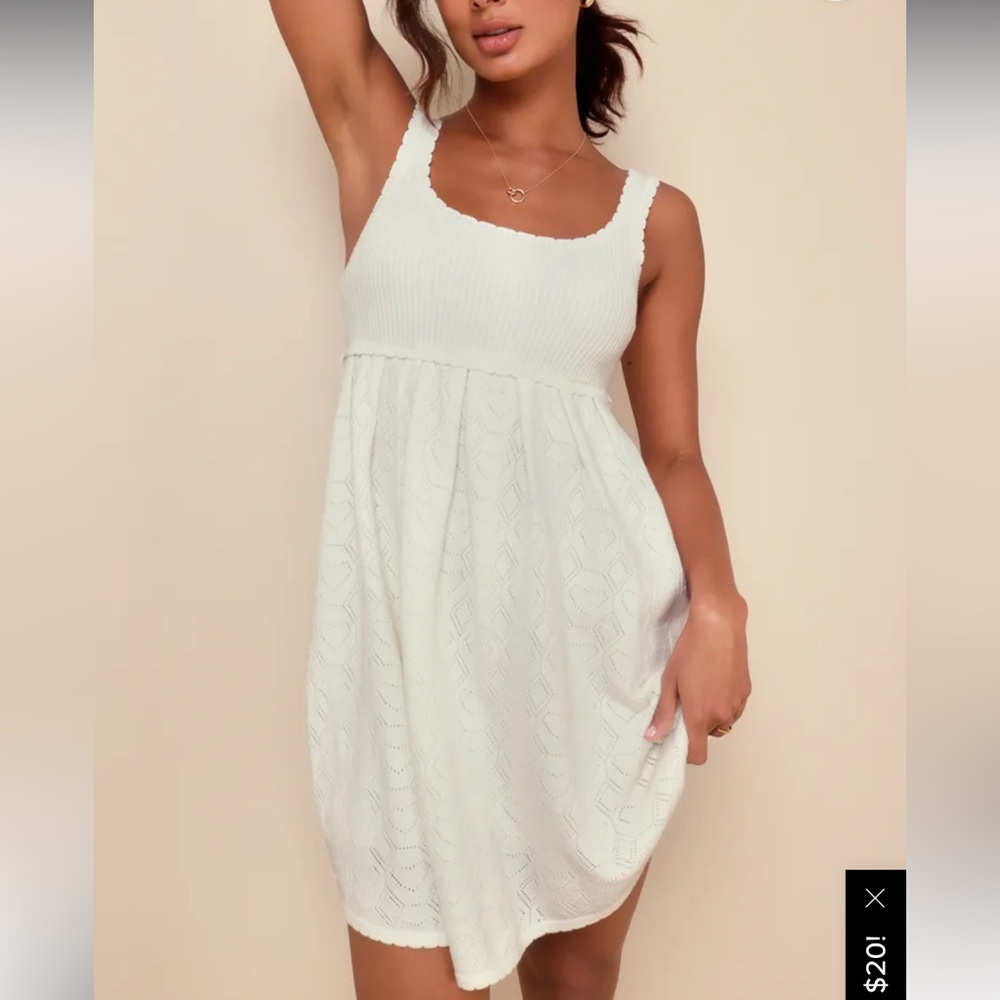 Lulus ivory pointelle sweater dress